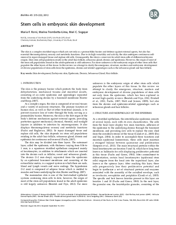 (PDF) Stem cells in embryonic skin development