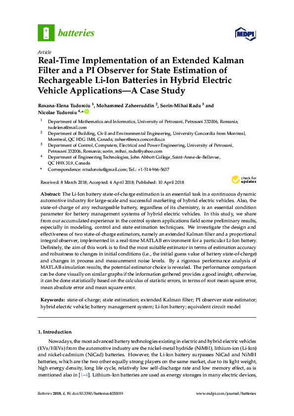 (PDF) Real-Time Implementation of an Extended Kalman Filter and a PI ...