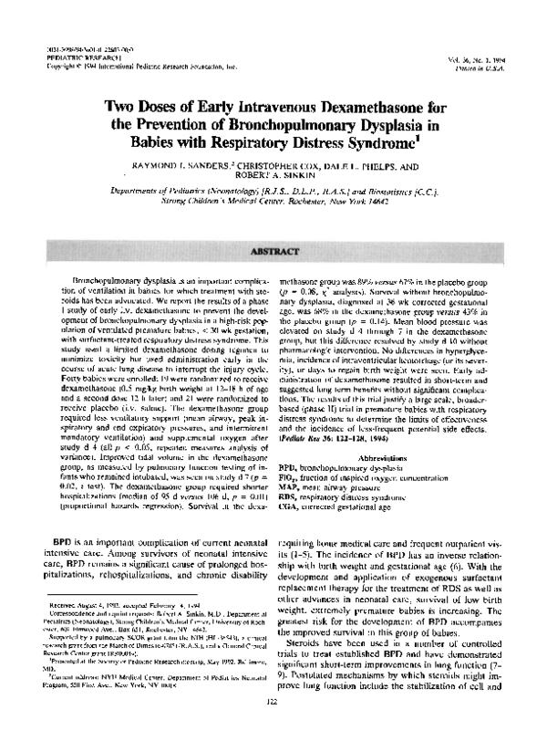 (PDF) Two Doses of Early Intravenous Dexamethasone for the Prevention ...