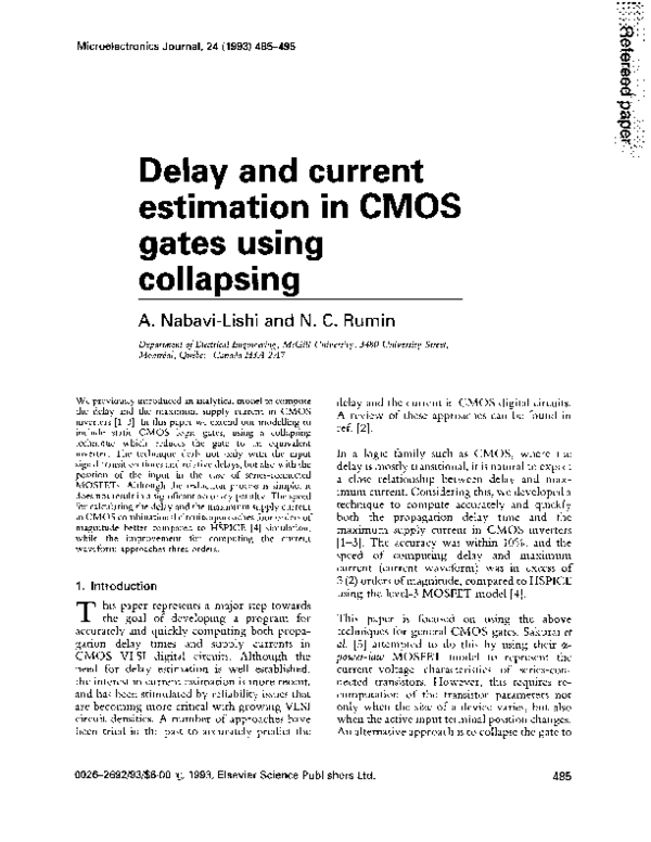 (PDF) Delay and current estimation in CMOS gates using collapsing