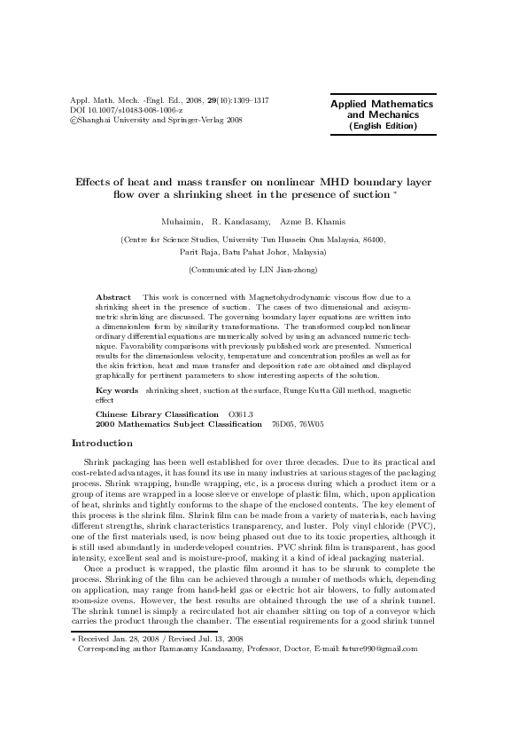 (PDF) Effects of heat and mass transfer on nonlinear MHD boundary layer ...