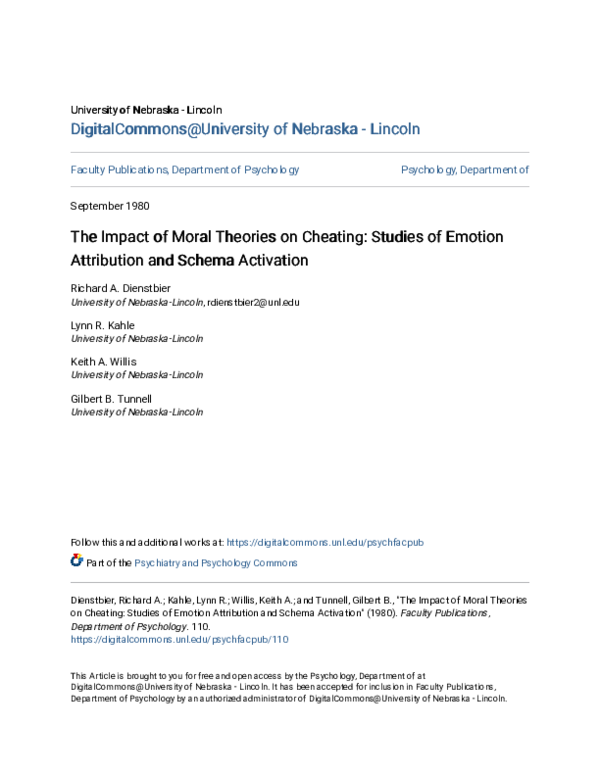(PDF) The Impact of Moral Theories on Cheating: Studies of Emotion ...