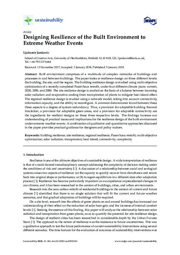 (PDF) Designing Resilience of the Built Environment to Extreme Weather ...