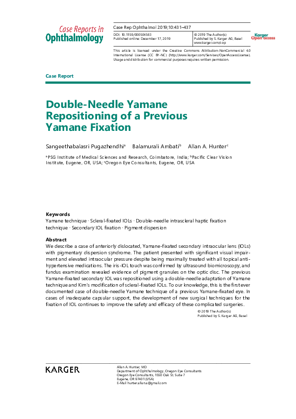 (PDF) Double-Needle Yamane Repositioning of a Previous Yamane Fixation