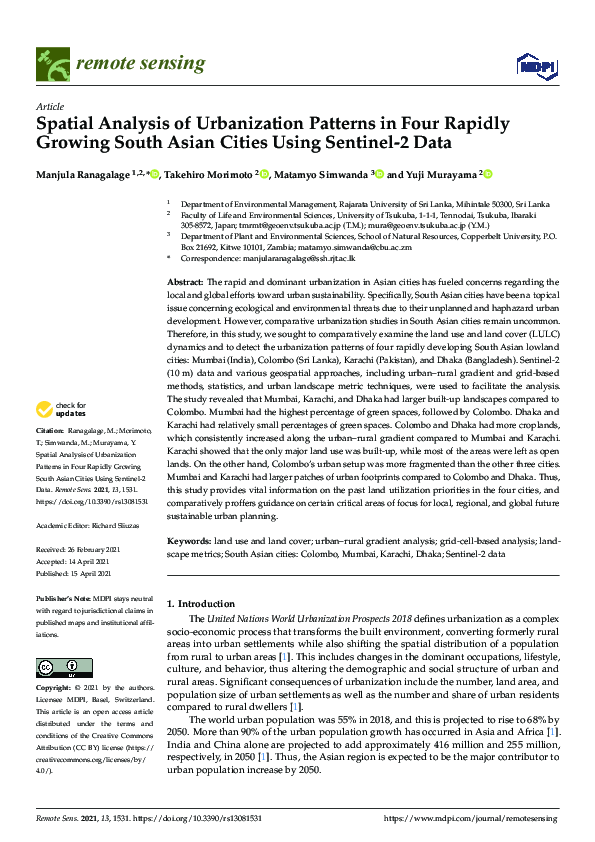 (PDF) Spatial Analysis of Urbanization Patterns in Four Rapidly Growing ...