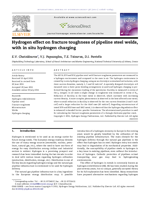 (PDF) Hydrogen effect on fracture toughness of pipeline steel welds ...