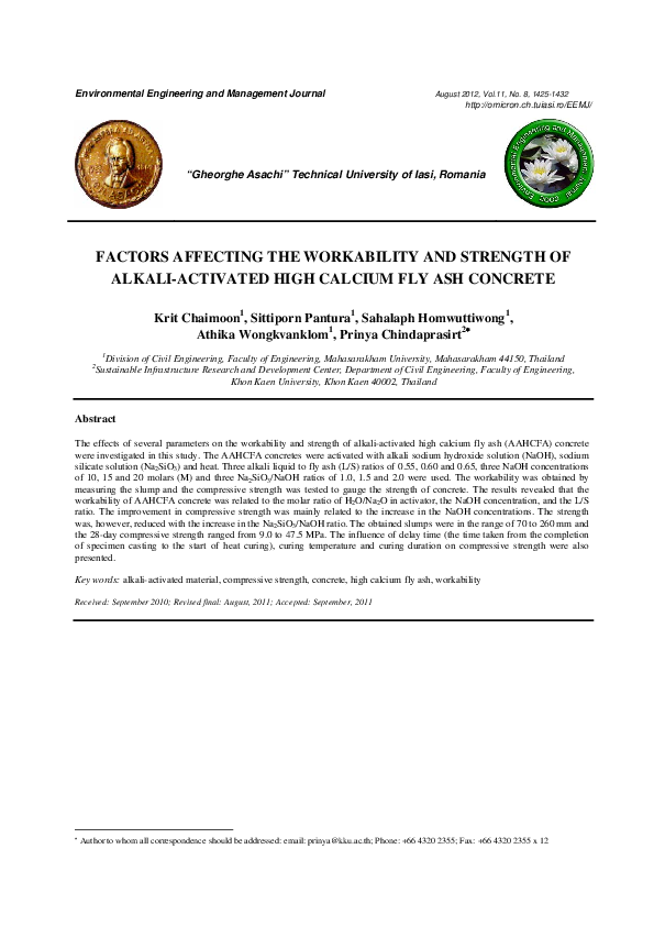 (PDF) Factors Affecting the Workability and Strength of Alkali ...