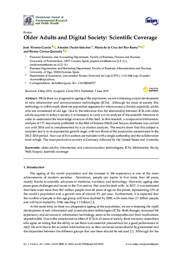 (PDF) Older Adults and Digital Society: Scientific Coverage