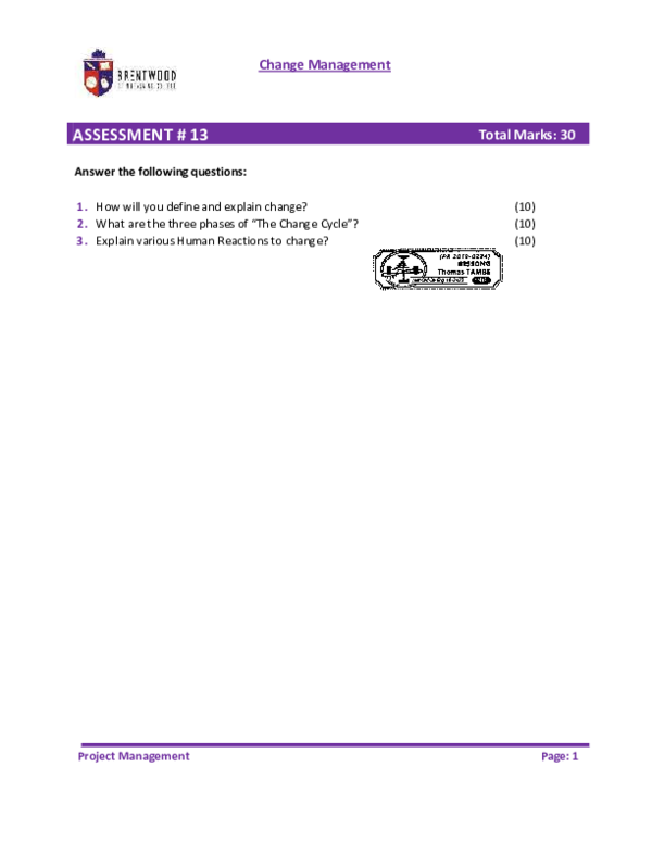 (PDF) Change Management