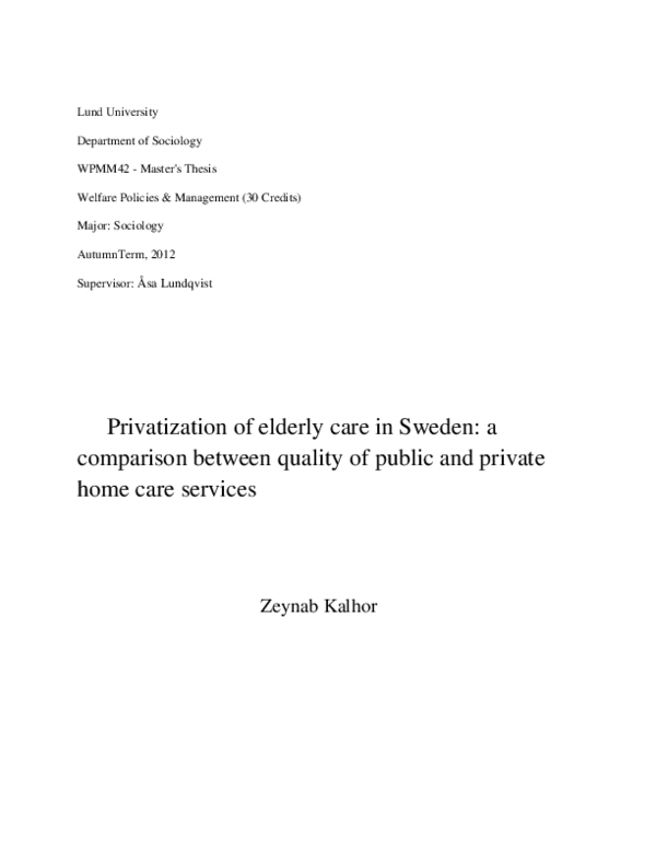 (PDF) Privatization of elderly care in Sweden: a comparison between ...