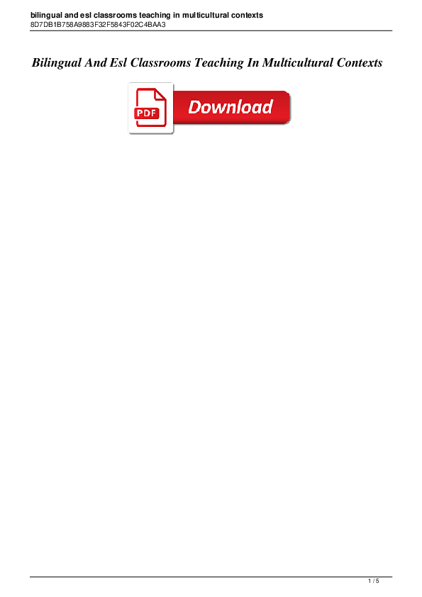 (PDF) Bilingual and E.S.L. classrooms: Teaching in multicultural contexts