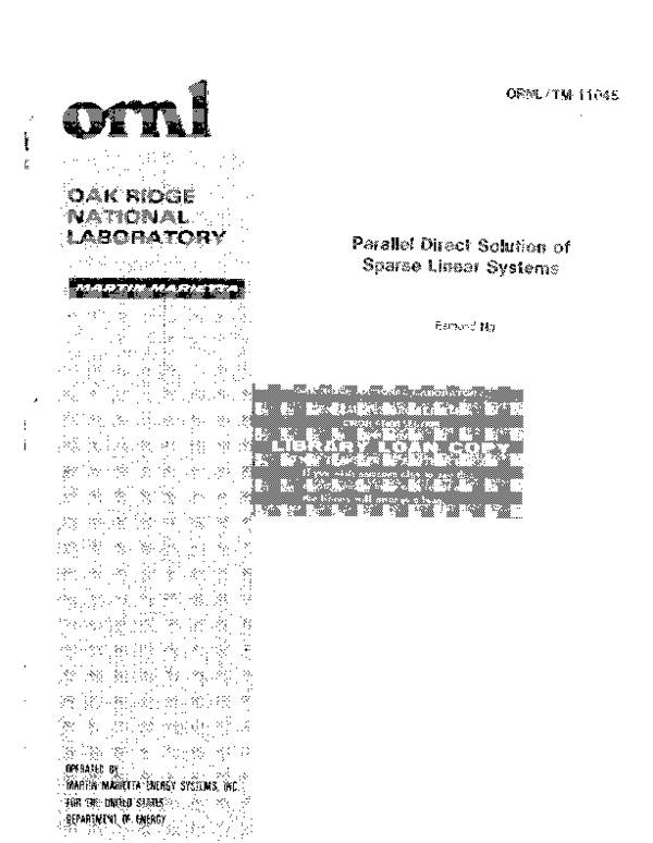 (PDF) Parallel Direct Solution of Sparse Linear Systems