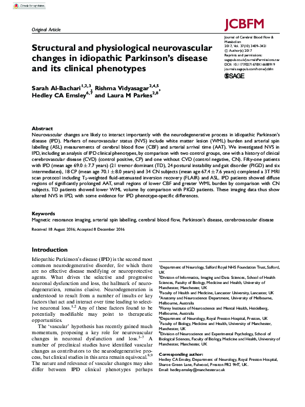 (PDF) Structural and physiological neurovascular changes in idiopathic ...