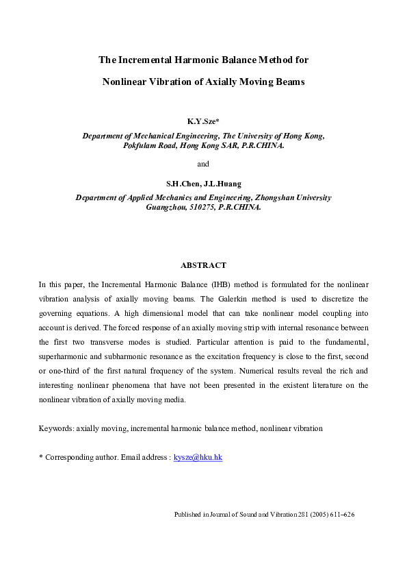(PDF) Incremental harmonic balance method for nonlinear flutter of an ...