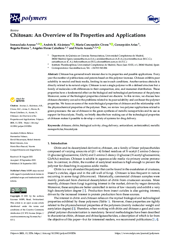 - order page - リ PDF) Chitosan: An Overview of Its Properties and Applications