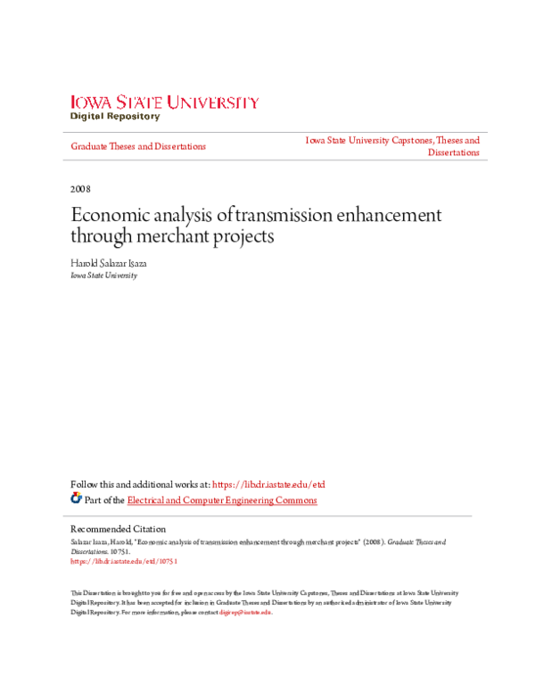 (PDF) Economic analysis of transmission enhancement through merchant ...