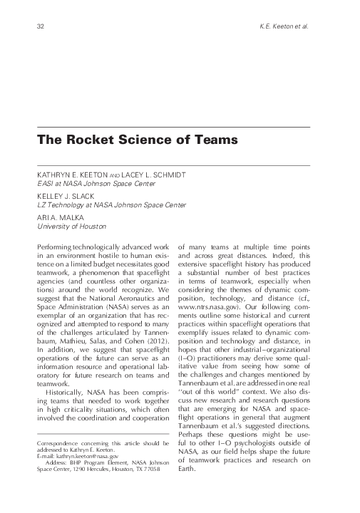 (PDF) The Rocket Science of Teams