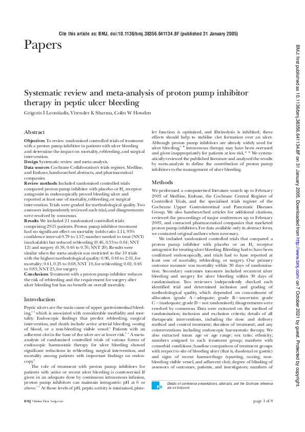 (PDF) Systematic review and meta-analysis of proton pump inhibitor ...