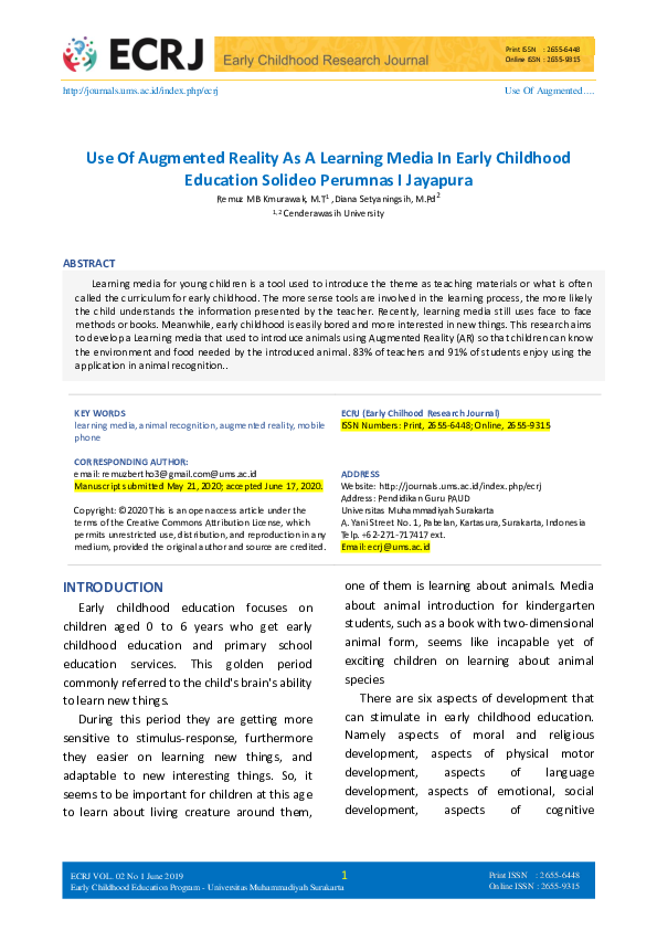 (PDF) Use Of Augmented Reality As A Learning Media In Early Childhood ...