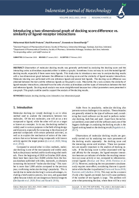 (PDF) Introducing a two‐dimensional graph of docking score difference ...