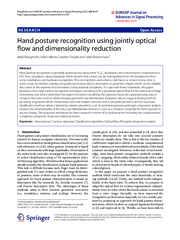 (PDF) Hand posture recognition using jointly optical flow and ...