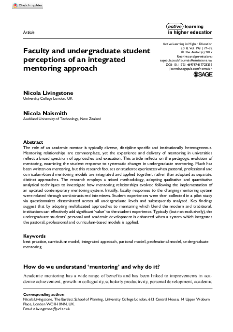(PDF) Faculty and undergraduate student perceptions of an integrated ...