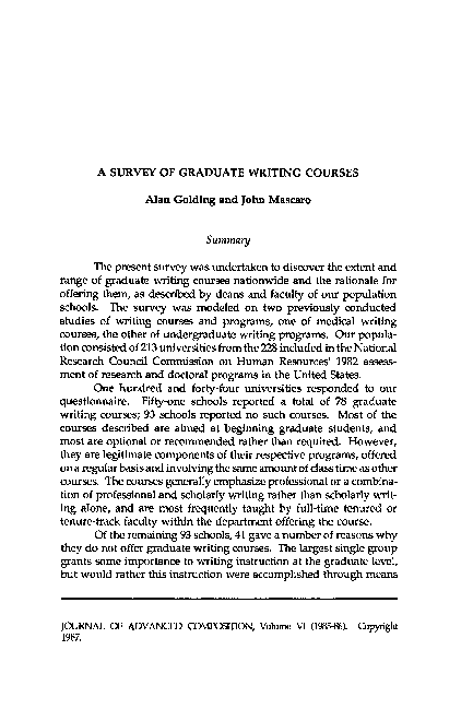(PDF) A Survey of Graduate Writing Courses