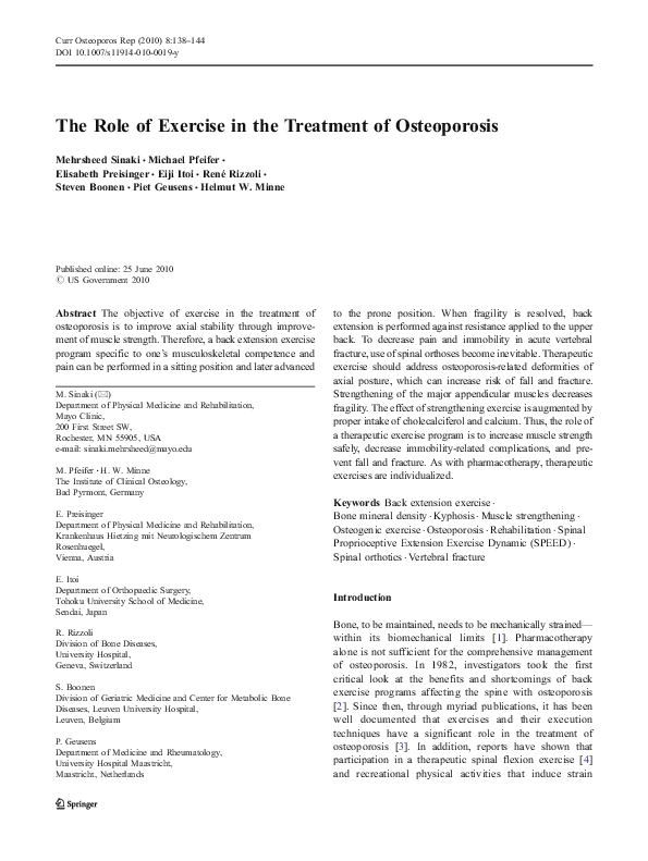 (PDF) The role of exercise in the treatment of osteoporosis