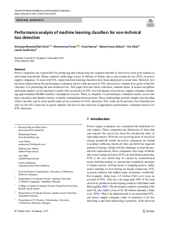 (PDF) Performance Analysis of Machine Learning Classifiers for Fault ...