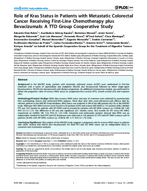 (PDF) Role of Kras Status in Patients with Metastatic Colorectal Cancer ...