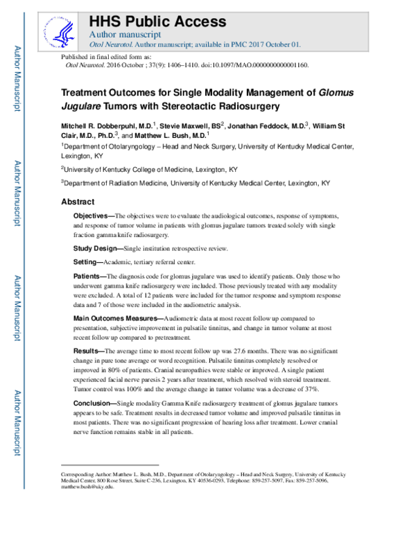 (PDF) Treatment for Single Modality Management of Glomus
