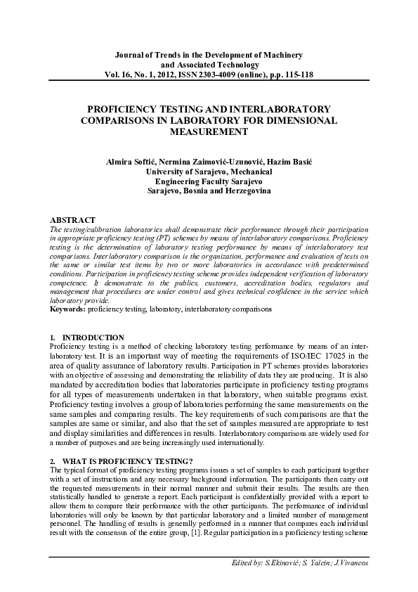 (PDF) Proficiency Testing and Interlaboratory Comparisons in Laboratory ...