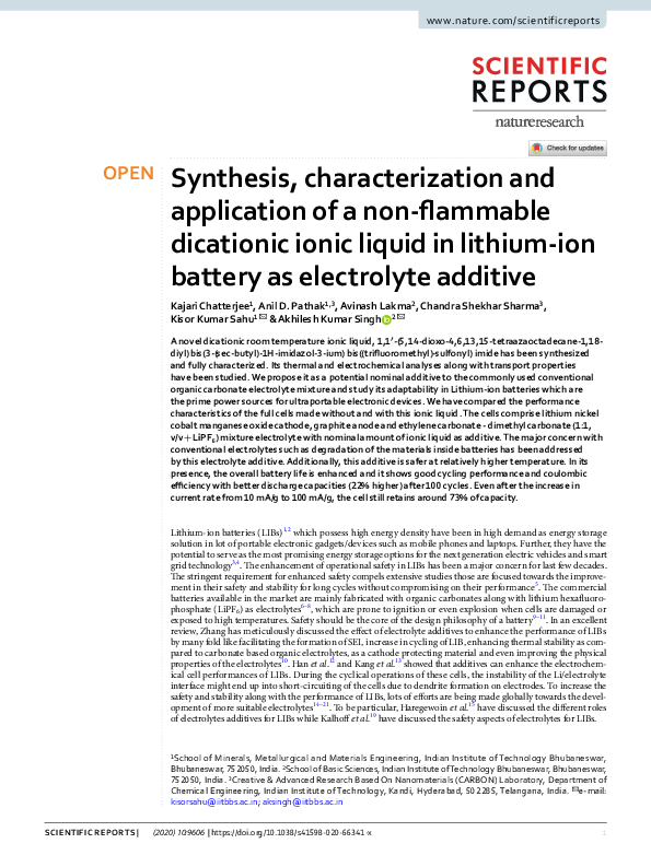 (PDF) Synthesis, characterization and application of a non-flammable ...