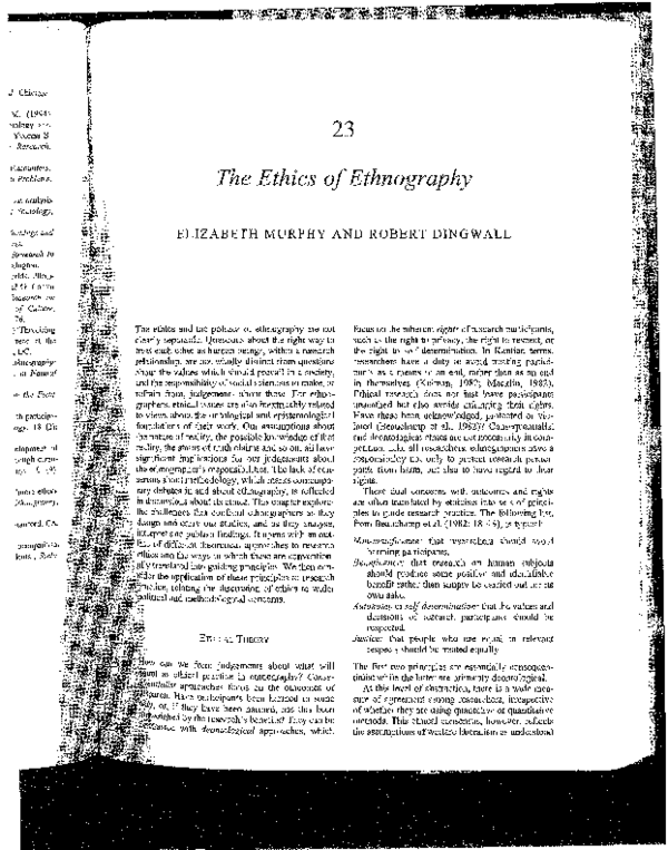(PDF) The Ethics of Ethnography