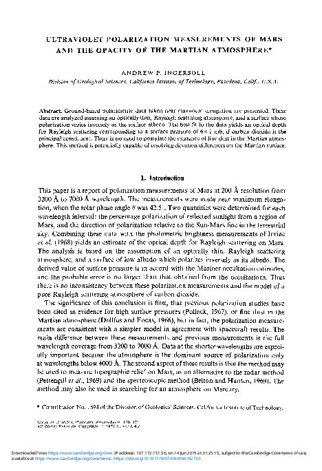 (PDF) Ultraviolet Polarization Measurements of Mars and the Opacity of ...