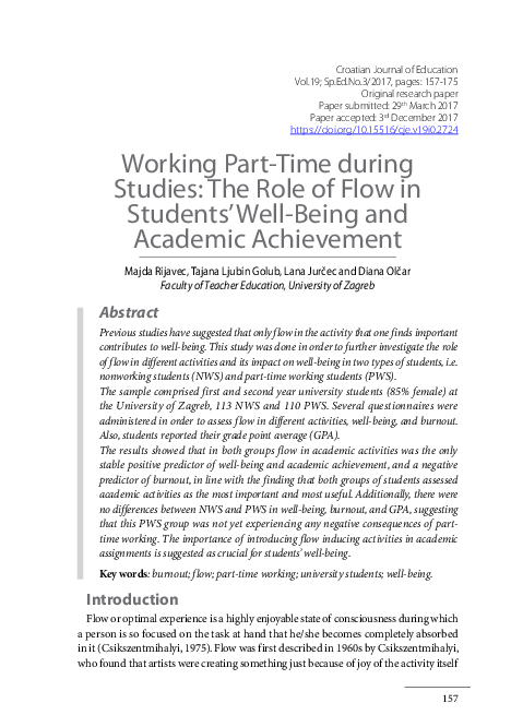 (PDF) Working Part-Time during Studies: The Role of Flow in Students ...