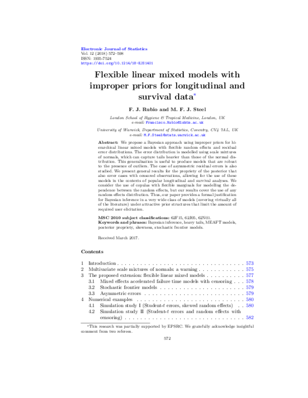 (PDF) Flexible linear mixed models with improper priors for ...