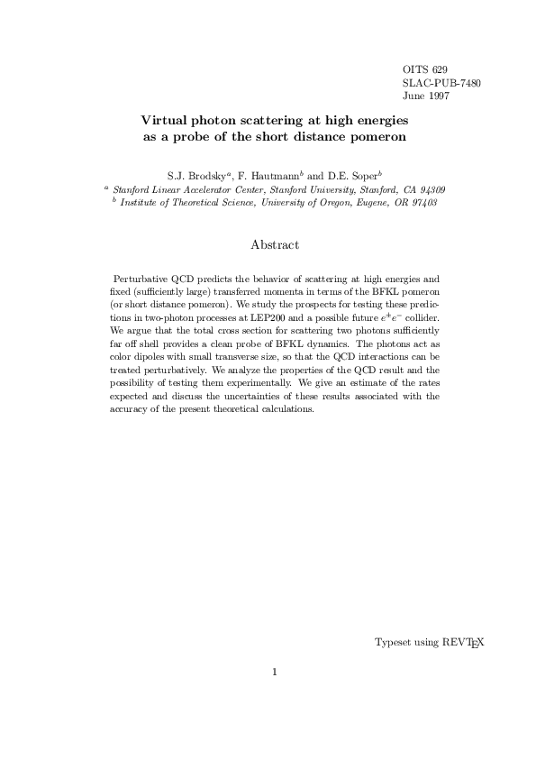 (PDF) High Energy Virtual Photon Scattering as BFKL Probe