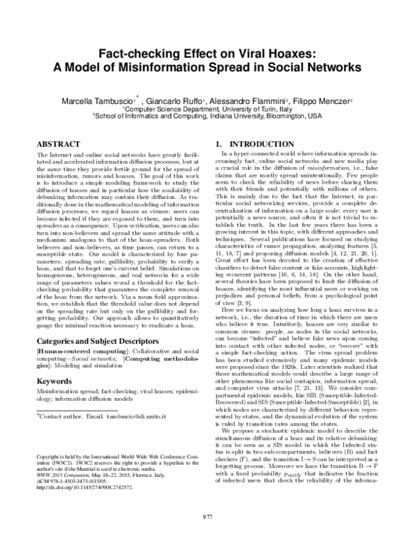 (PDF) Fact-checking Effect on Viral Hoaxes