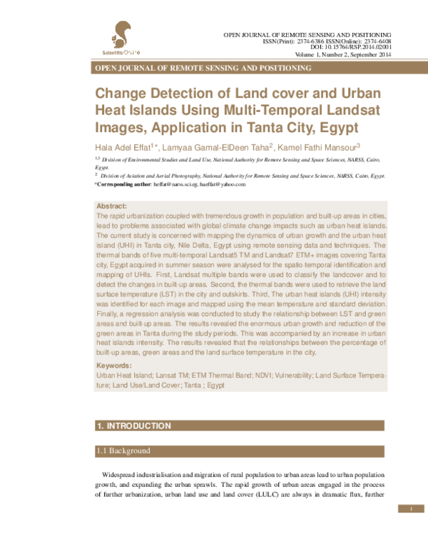 (PDF) Change Detection of Land cover and Urban Heat Islands using Multi ...