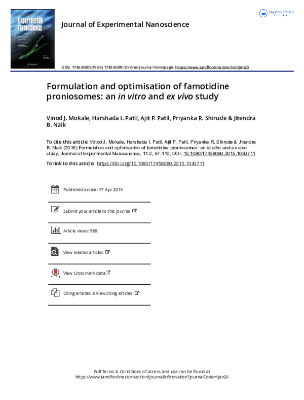(PDF) Formulation and optimisation of famotidine proniosomes: an in ...