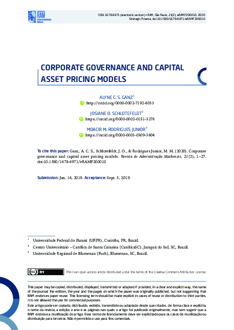 (PDF) Corporate Governance and Capital Asset Pricing Models