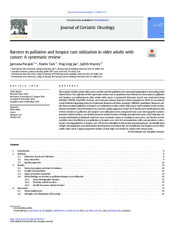 (PDF) Study title: Barriers to palliative and hospice care utilization ...