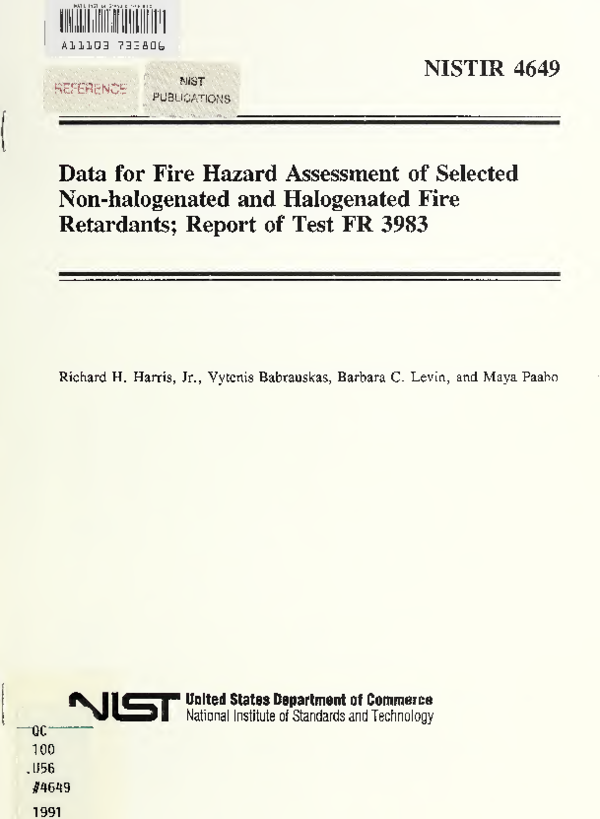 (PDF) Data for fire hazard assessment of selected nonhalogenated and