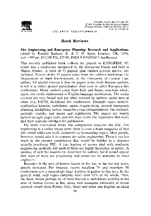 (PDF) Fire engineering and emergency planning Research and