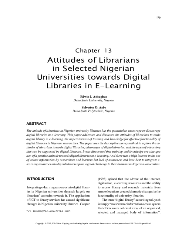 (PDF) Attitudes of Librarians in Selected Nigerian Universities towards ...