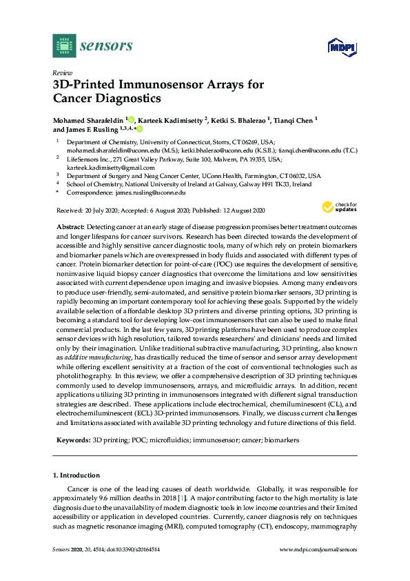 (PDF) 3D-Printed Immunosensor Arrays for Cancer Diagnostics
