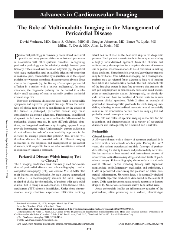 (PDF) The Role of Multimodality Imaging in the Management of ...