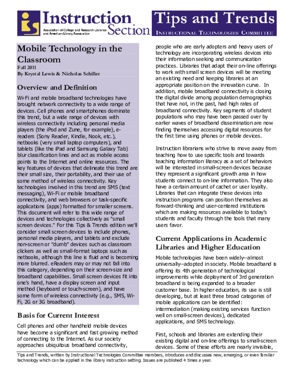 (PDF) Mobile Technology in the Classroom