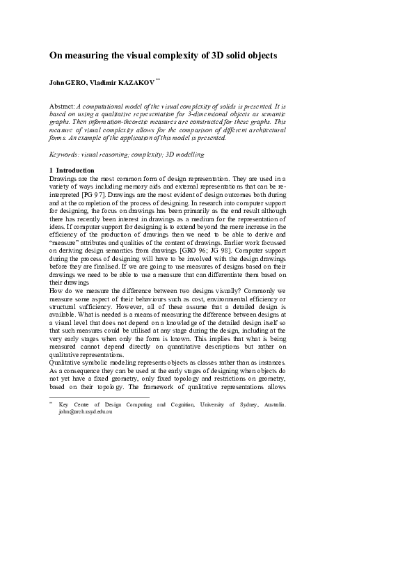 (PDF) On measuring the visual complexity of 3D solid objects
